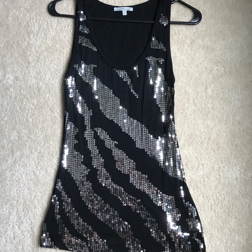 Black casual shirt with silver sequence